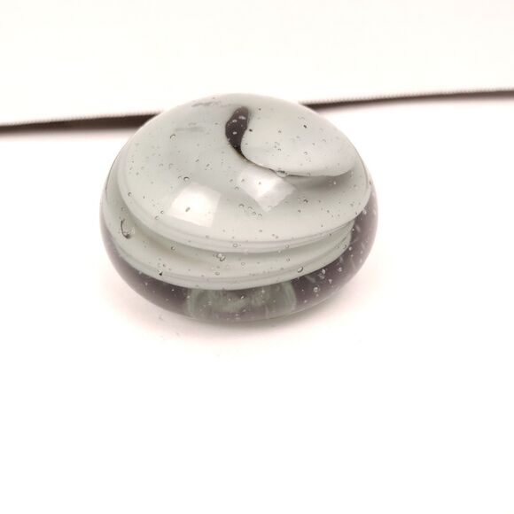 Vintage Blown Glass Swirl Bubbles Paperweight Sea Green - Picture 1 of 7